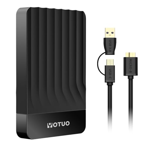 YOTUO 500GB External Hard Drive, Portable Storage Expansion HDD, USB 3.0 & USB-C for PC, Mac, Desktop, Laptop, Smartphone, PS4, Xbox One, Xbox 360, Office & Game Black