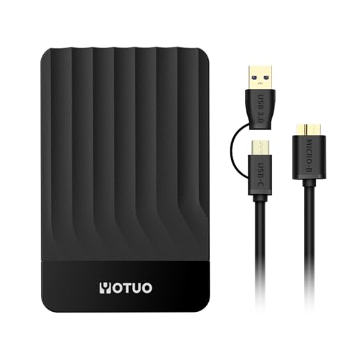 YOTUO 750GB External Hard Drive, Portable Storage Expansion HDD, USB 3.0 & USB-C for PC, Mac, Desktop, Laptop, Smartphone, PS4, Xbox One, Xbox 360, Office & Game Black