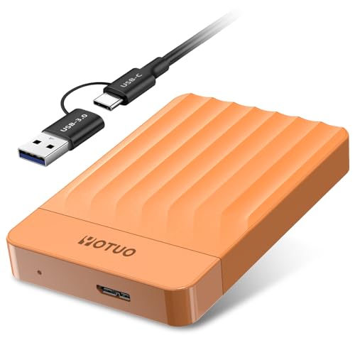 YOTUO 1TB External Hard Drive, Portable Storage Expansion HDD, USB 3.0 & USB-C for PC, Mac, Desktop, Laptop, Smartphone, PS4, Xbox One, Xbox 360, Office & Game, Orange